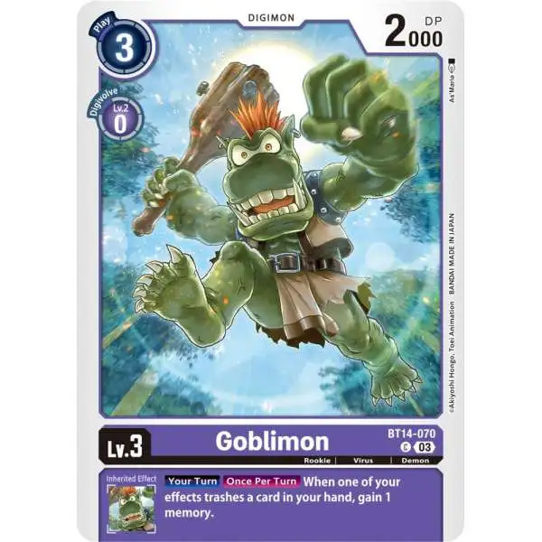 Digimon Trading Card Game Blast Ace Common Goblimon BT14-070