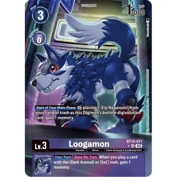 Digimon Trading Card Game Blast Ace Super Rare Loogamon BT14-071 [Alternate Art]