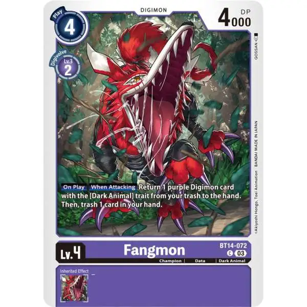 Digimon Trading Card Game Blast Ace Common Fangmon BT14-072