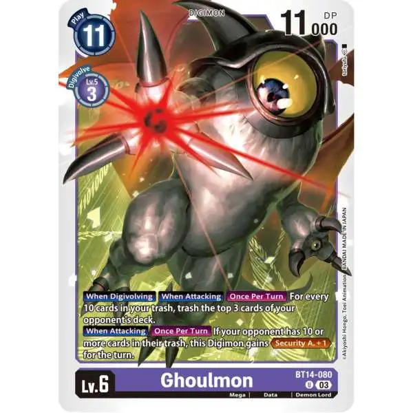Digimon Trading Card Game Blast Ace Uncommon Ghoulmon BT14-080