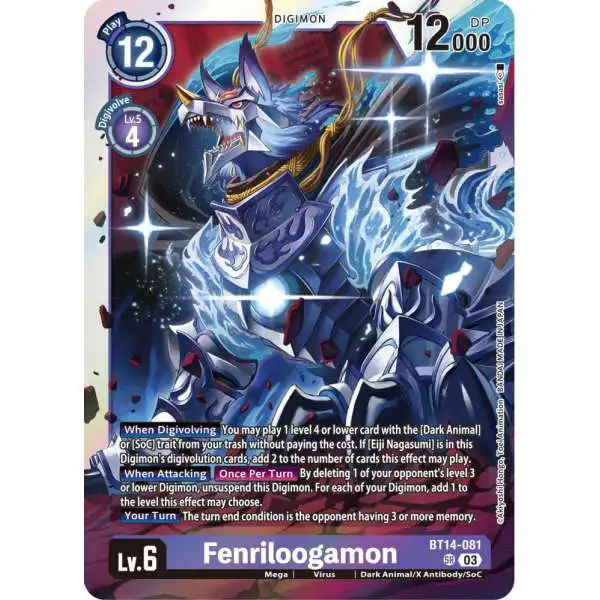 Digimon Trading Card Game Blast Ace Super Rare Fenriloogamon BT14-081