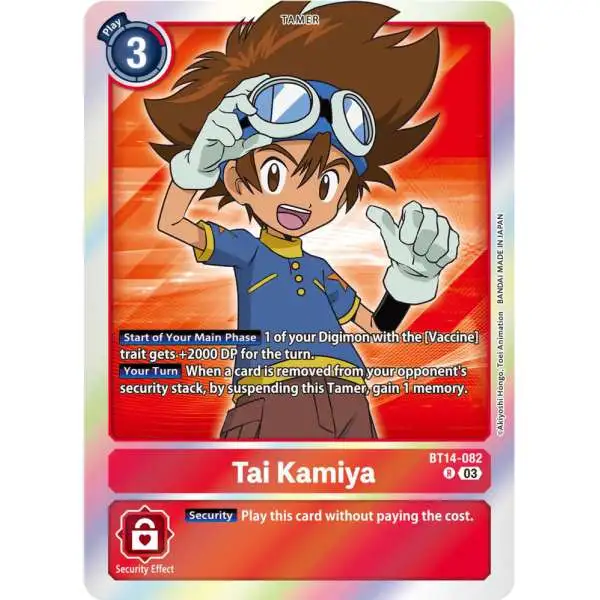 Digimon Trading Card Game Blast Ace Rare Tai Kamiya BT14-082