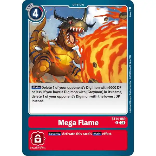Digimon Trading Card Game Blast Ace Common Mega Flame BT14-089