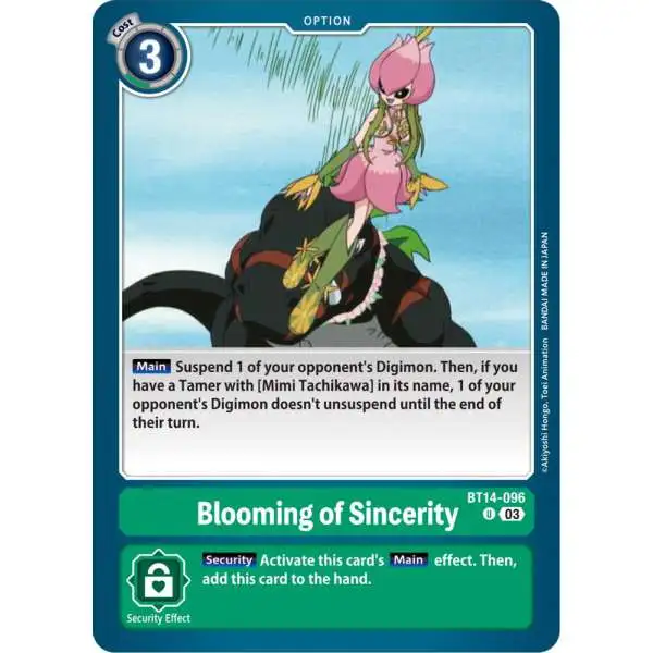 Digimon Trading Card Game Blast Ace Uncommon Blooming of Sincerity BT14-096