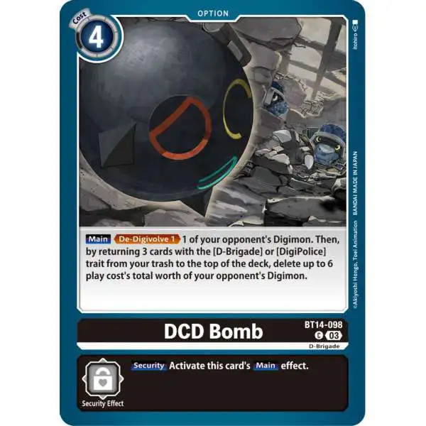 Digimon Trading Card Game Blast Ace Common DCD Bomb BT14-098