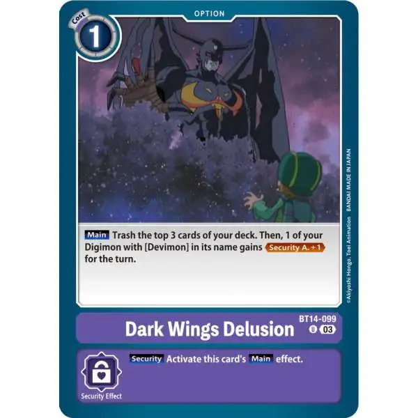 Digimon Trading Card Game Blast Ace Uncommon Dark Wings Delusion BT14-099