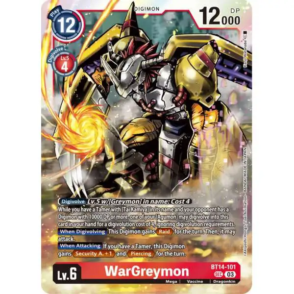 Digimon Trading Card Game Blast Ace Secret Rare WarGreymon BT14-101
