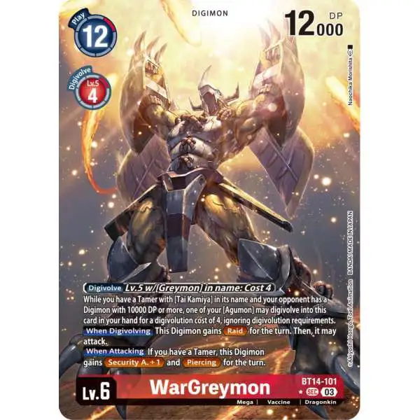 Digimon Trading Card Game Blast Ace Secret Rare WarGreymon BT14-101 [Alternate Art]