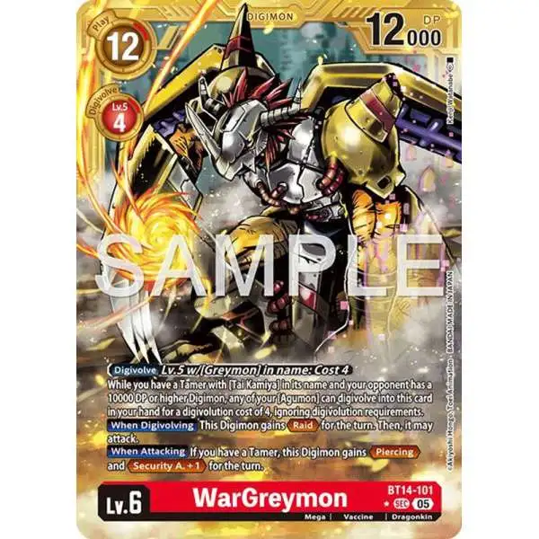 wargreymon digimon card AD1-004 SR Parallel Japanese DIGIMON GENERATION WarGreymon [BT5-016] [Battle of Omni