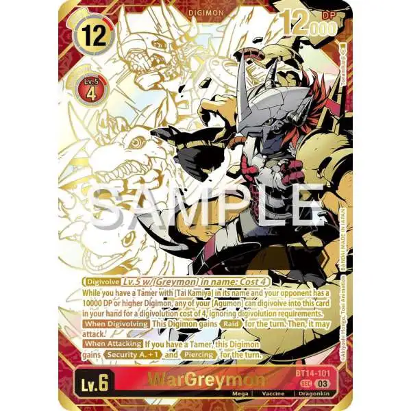 Digimon Trading Card Game Release Special Booster 2.5 Secret Rare WarGreymon BT14-101 [Rare Pull]