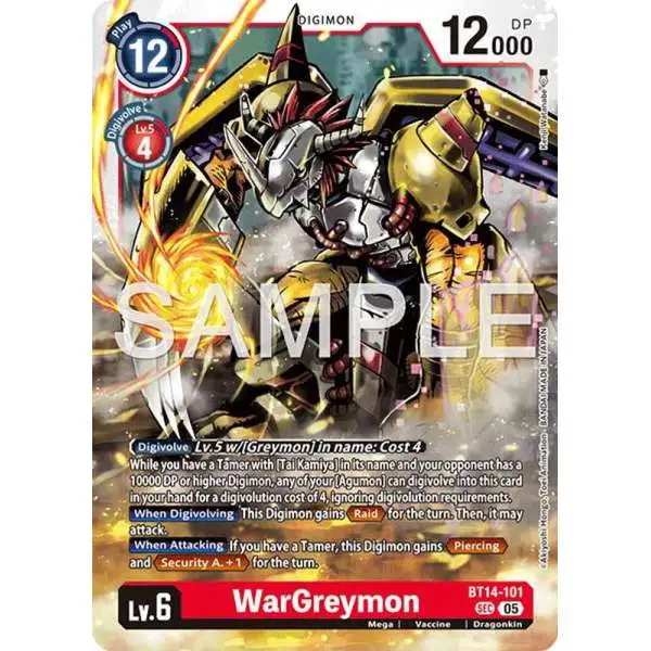 Trading Card Game Advanced Booster Digimon Generation Secret Rare WarGreymon BT14-101 [Reprint]