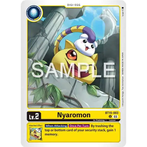 Digimon Trading Card Game Exceed Apocalypse Uncommon Nyaromon BT15-003
