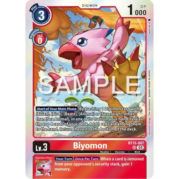 Digimon Trading Card Game Exceed Apocalypse Super Rare Biyomon BT15-007