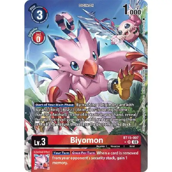 Digimon Exceed Apocalypse Super Rare Biyomon BT15-007 [Alternate Art]