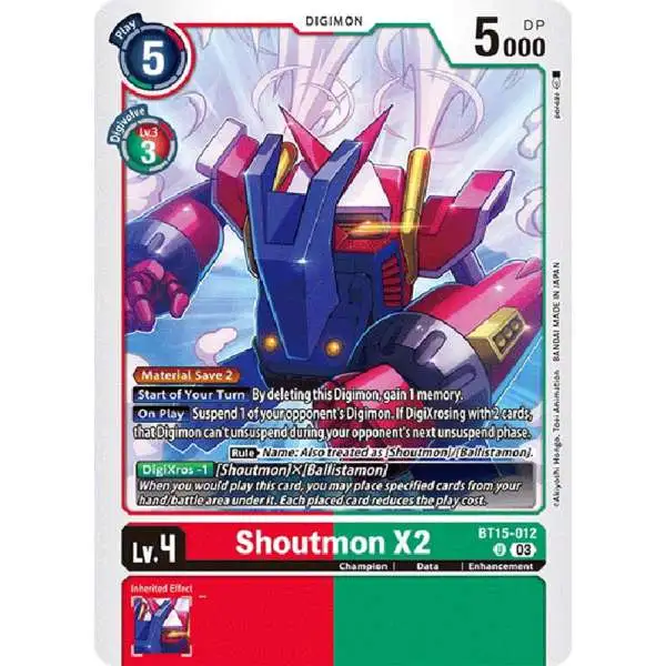 Digimon Trading Card Game Exceed Apocalypse Uncommon Shoutmon X2 BT15-012