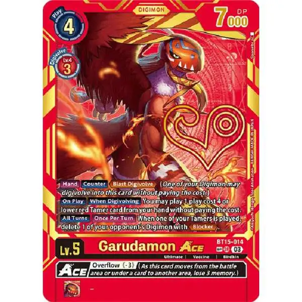 Digimon Exceed Apocalypse Special Rare Garudamon Ace BT15-014 [Special Rare]