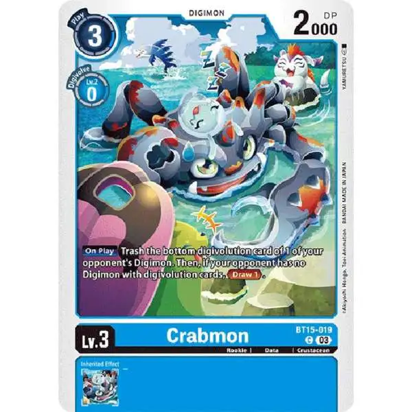 Digimon Exceed Apocalypse Common Crabmon BT15-019