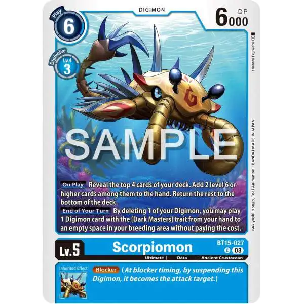 Digimon Trading Card Game Exceed Apocalypse Common Scorpiomon BT15-027