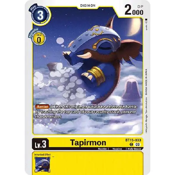 Digimon Trading Card Game Exceed Apocalypse Common Tapirmon BT15-033