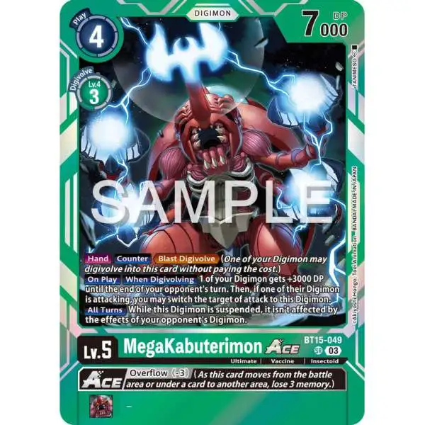 Digimon Trading Card Game Exceed Apocalypse Super Rare MegaKabuterimon Ace BT15-049