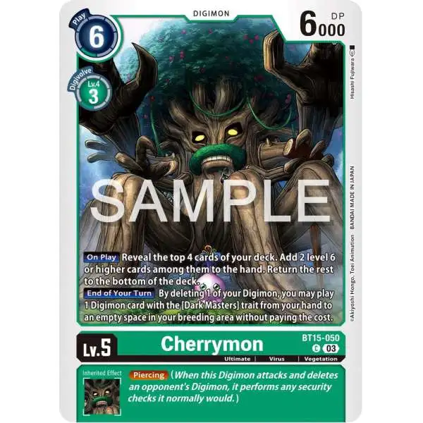 Digimon Trading Card Game Exceed Apocalypse Common Cherrymon BT15-050