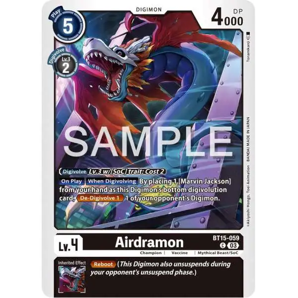 Digimon Exceed Apocalypse Common Airdramon BT15-059