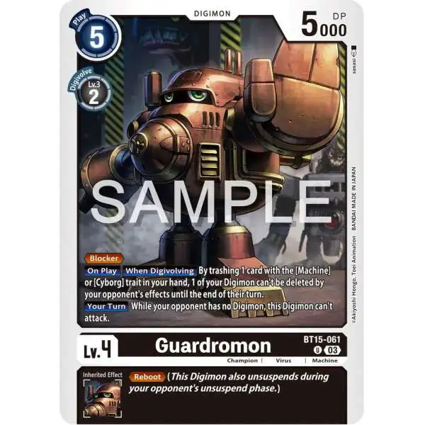 Digimon Exceed Apocalypse Uncommon Guardromon BT15-061