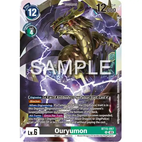Digimon Trading Card Game Exceed Apocalypse Rare Ouryumon BT15-067