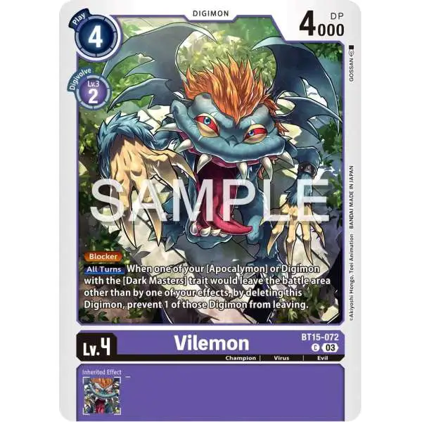 Digimon Exceed Apocalypse Common Vilemon BT15-072