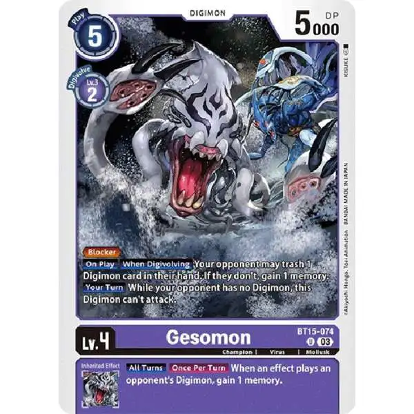 Digimon Trading Card Game Exceed Apocalypse Uncommon Gesomon BT15-074