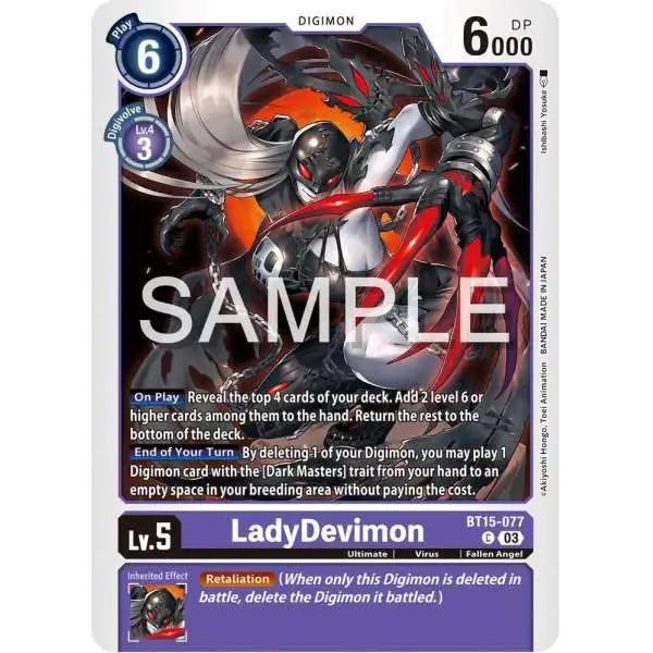 Digimon Trading Card Game Exceed Apocalypse Common LadyDevimon BT15-077