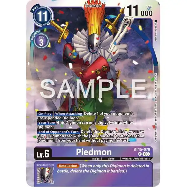 Digimon Trading Card Game Exceed Apocalypse Rare Piedmon BT15-079