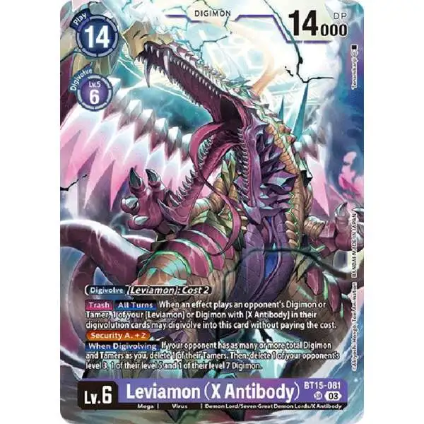 Digimon Trading Card Game Exceed Apocalypse Super Rare Leviamon (X Antibody) BT15-081