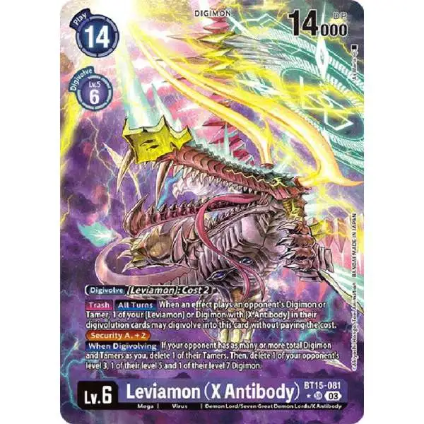 Digimon Trading Card Game Exceed Apocalypse Super Rare Leviamon (X Antibody) BT15-081 [Alternate Art]