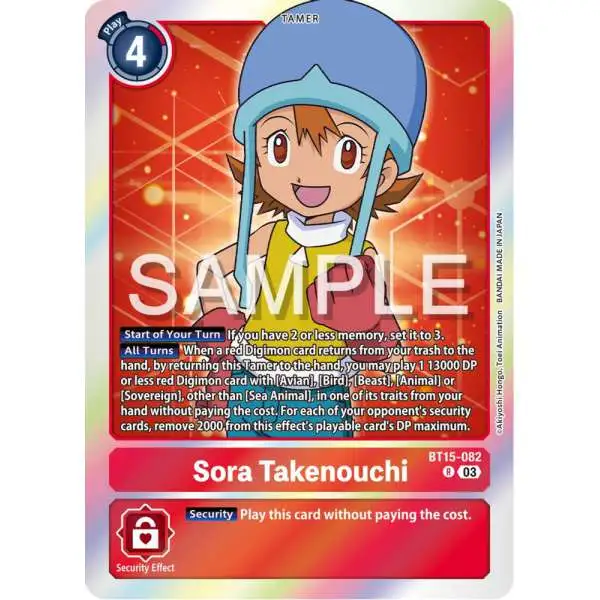Digimon Exceed Apocalypse Rare Sora Takenouchi BT15-082