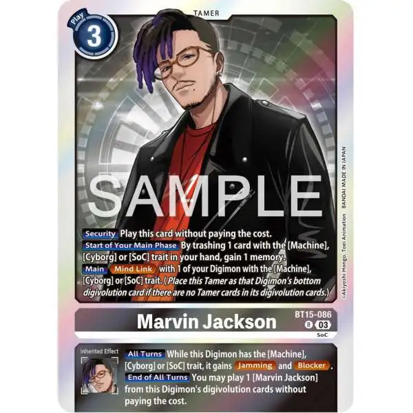 Digimon Trading Card Game Exceed Apocalypse Rare Marvin Jackson BT15-086