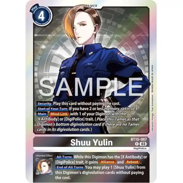 Digimon Trading Card Game Exceed Apocalypse Rare Shuu Yulin BT15-087