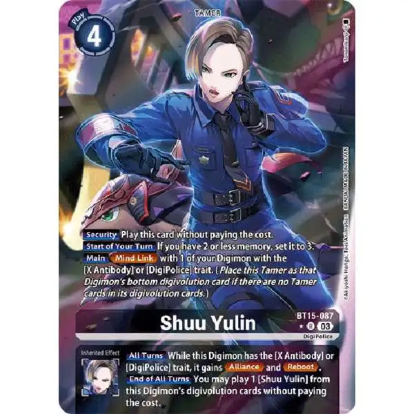 Digimon Trading Card Game Exceed Apocalypse Rare Shuu Yulin BT15-087 [Alternate Art]