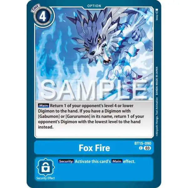 Digimon Exceed Apocalypse Common Fox Fire BT15-090