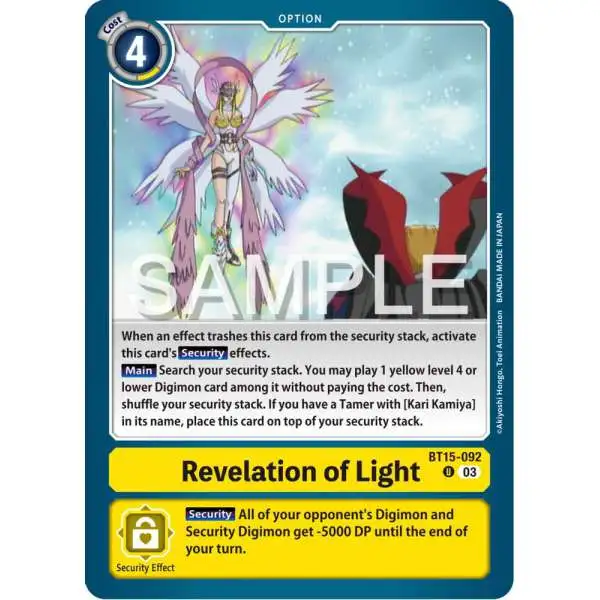 Digimon Exceed Apocalypse Uncommon Revelation of Light BT15-092