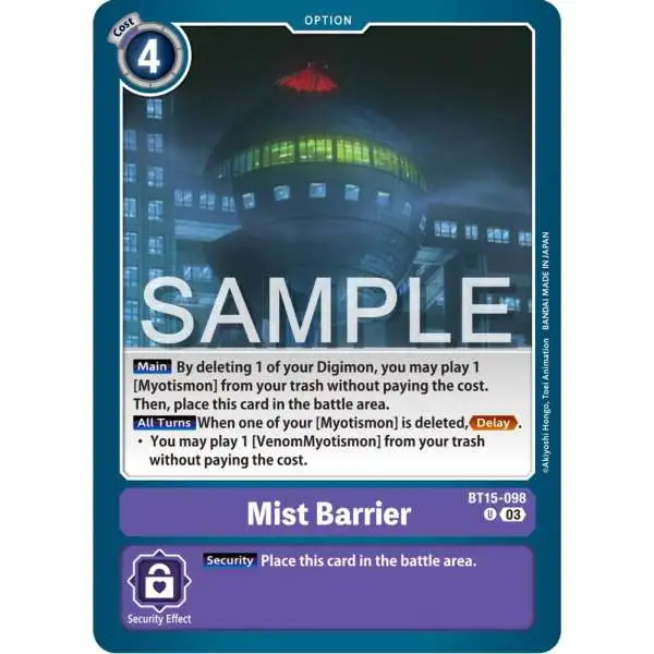 Digimon Trading Card Game Exceed Apocalypse Uncommon Mist Barrier BT15-098