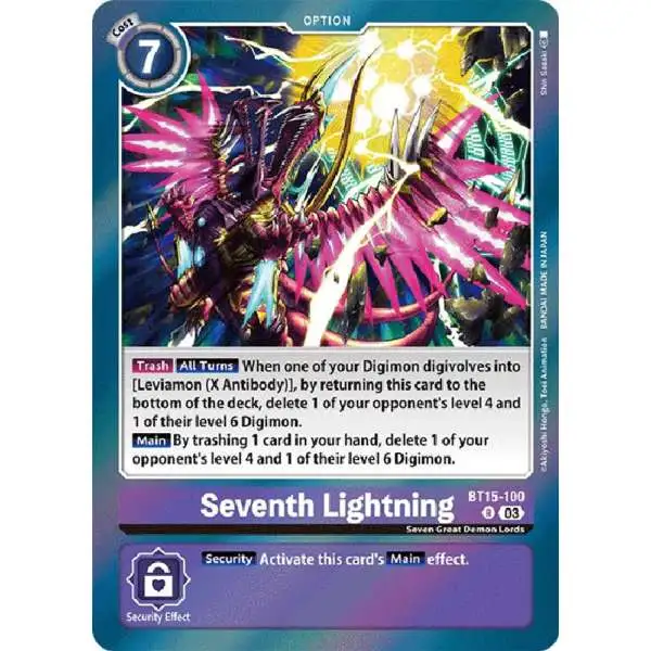 Digimon Exceed Apocalypse Rare Seventh Lightning BT15-100