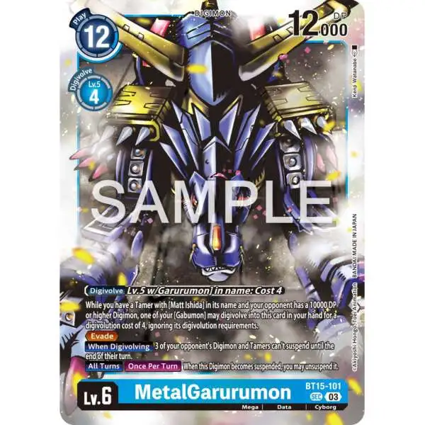 Digimon Trading Card Game Exceed Apocalypse Secret Rare MetalGarurumon BT15-101