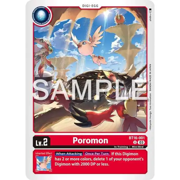 Digimon Trading Card Game Beginning Observer Uncommon Poromon BT16-001