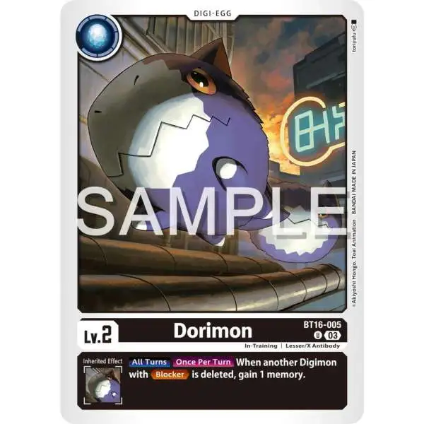Digimon Trading Card Game Beginning Observer Uncommon Dorimon BT16-005