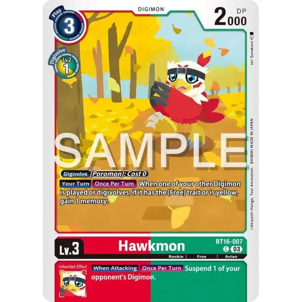 Digimon Trading Card Game Beginning Observer Common Hawkmon BT16-007