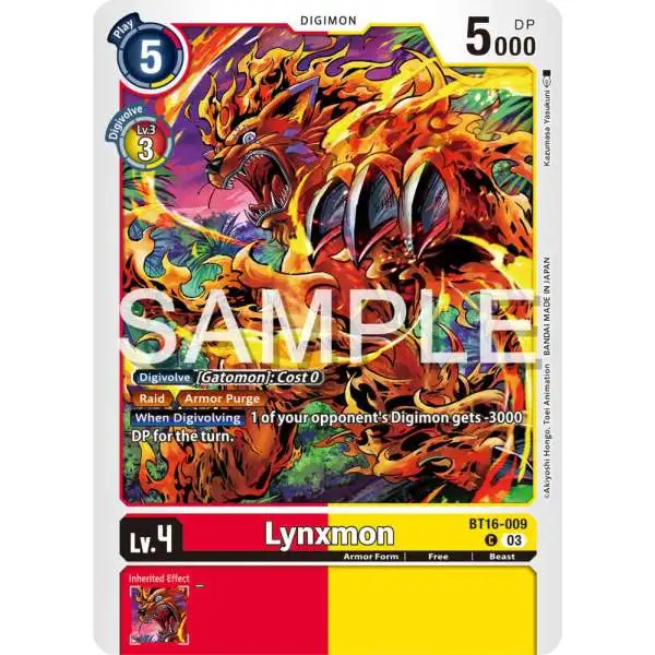 Digimon Trading Card Game Beginning Observer Common Lynxmon BT16-009