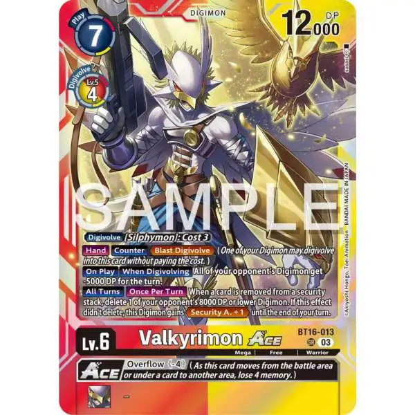 Digimon Trading Card Game Beginning Observer Super Rare Valkyrimon Ace BT16-013