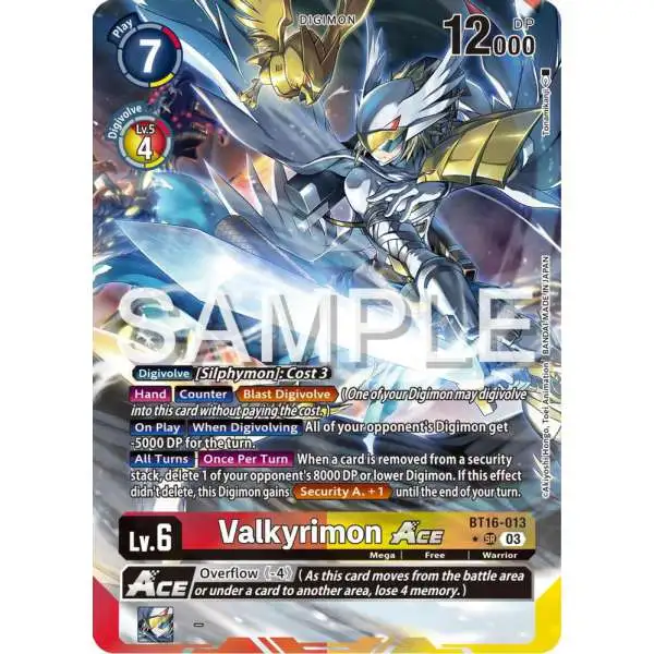 Digimon Trading Card Game Beginning Observer Super Rare Valkyrimon Ace BT16-013 [Alternate Art]