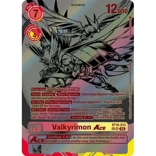 Digimon Trading Card Game Beginning Observer Super Rare Valkyrimon Ace BT16-013 [Textured]